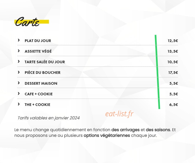 Carte et menu de Toï Toï Le Zinc à Villeurbanne — La carte