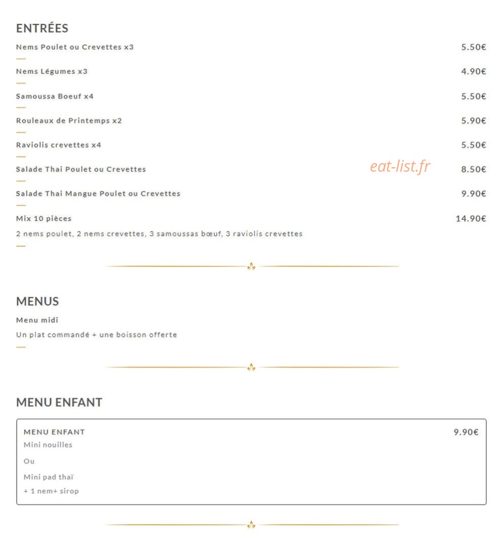 Uncle Thaï — carte page 1