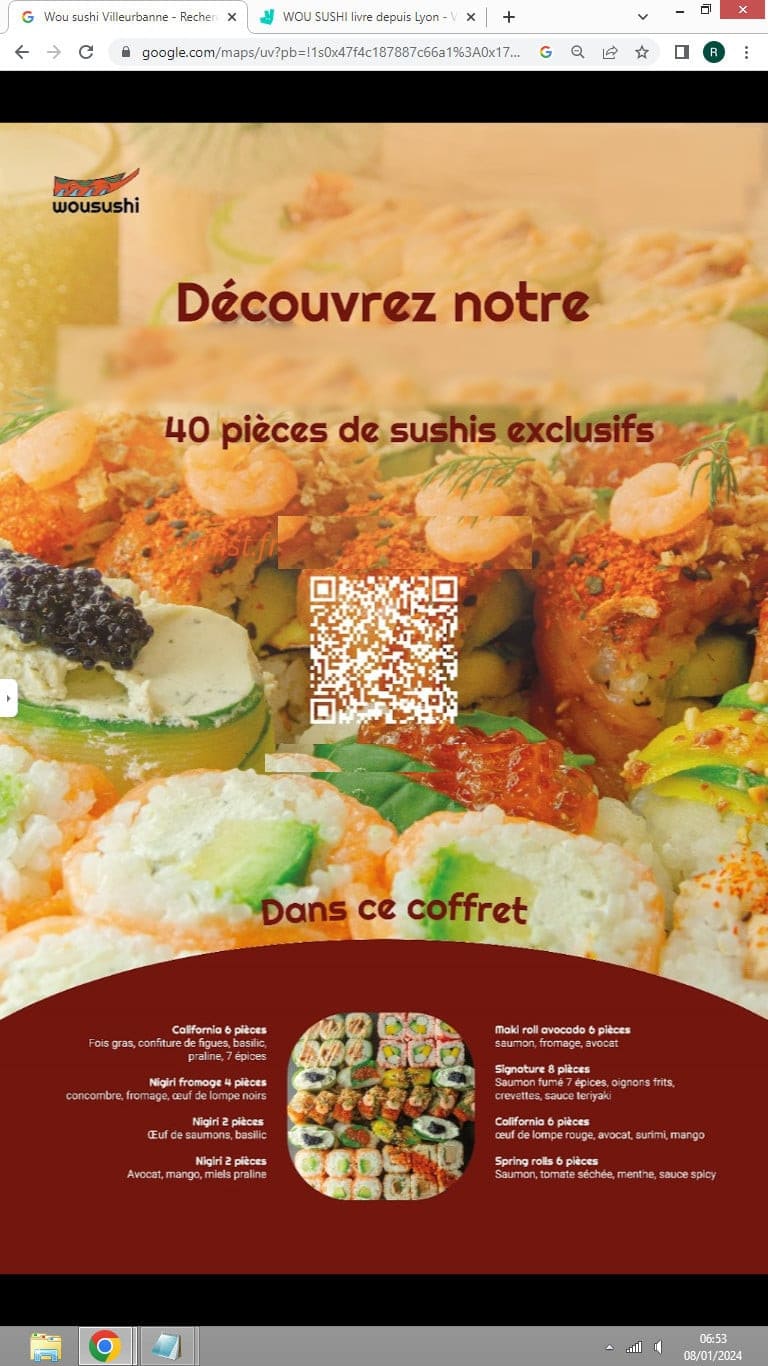 Wou sushi — carte page 1