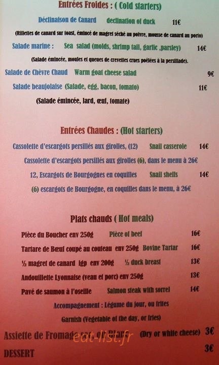 Chez Antoine — carte page 2