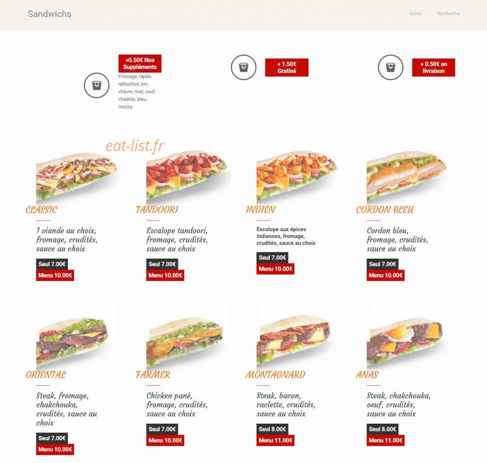 Anas Food — carte page 2