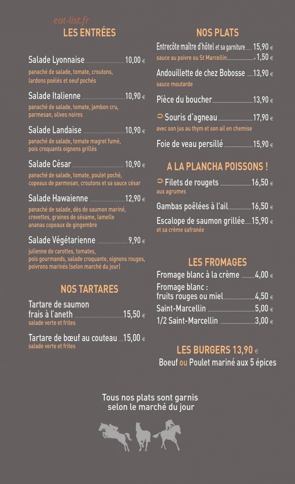 Bistrot de l'hippodrome — carte page 2