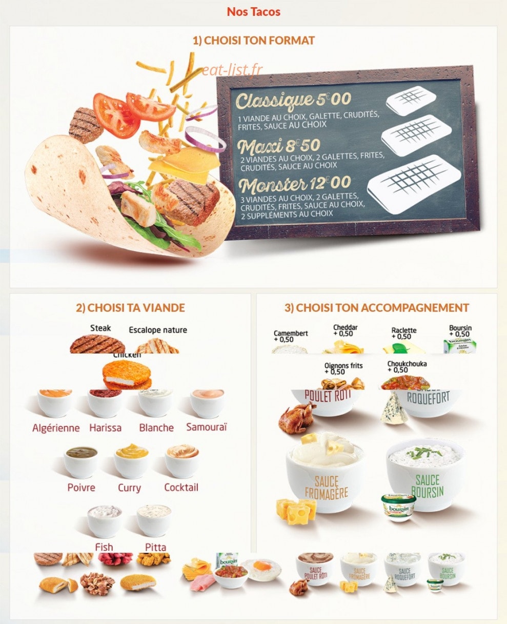 Car Food — carte page 1
