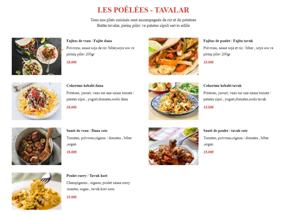 Chez Irfan — carte page 6