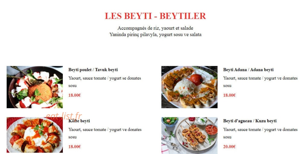 Chez Irfan — carte page 11