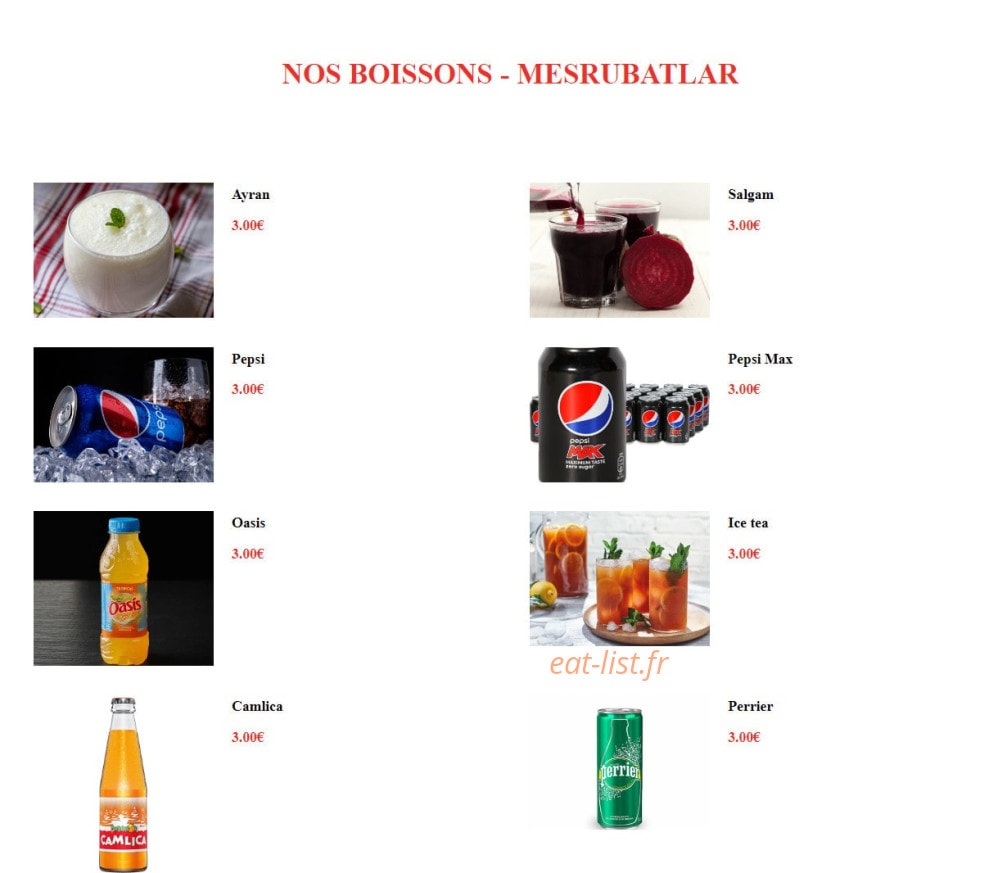 Chez Irfan — carte page 14