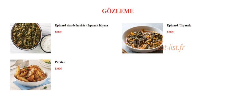 Chez Irfan — carte page 2