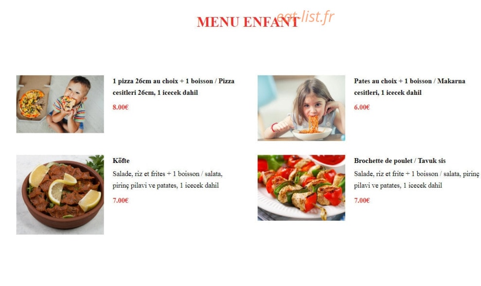 Chez Irfan — carte page 16