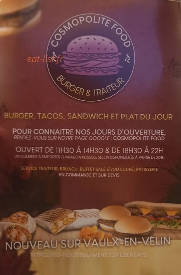 Cosmopolite food — carte page 1