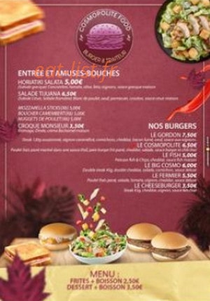 Cosmopolite food — carte page 2