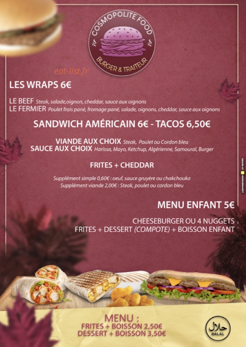 Cosmopolite food — carte page 3