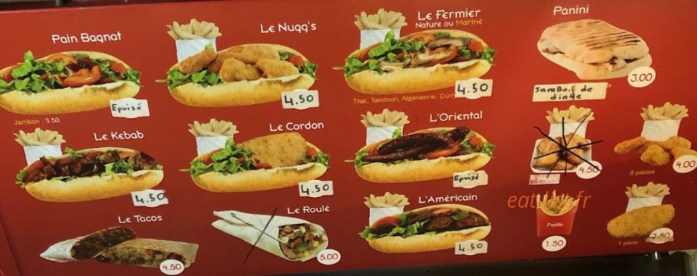 King Food — carte page 1