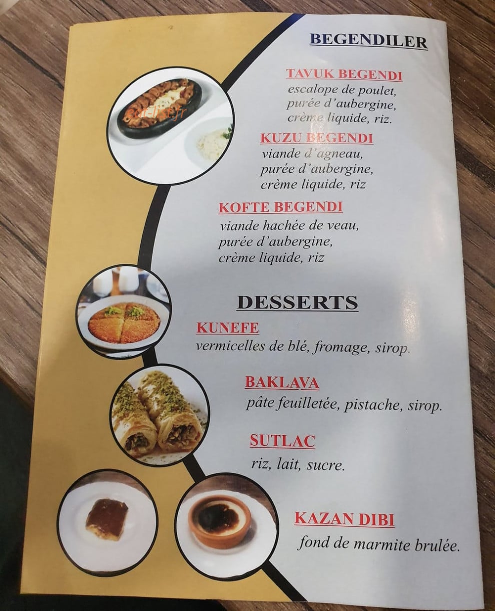 Restaurant Beyzade — carte page 1