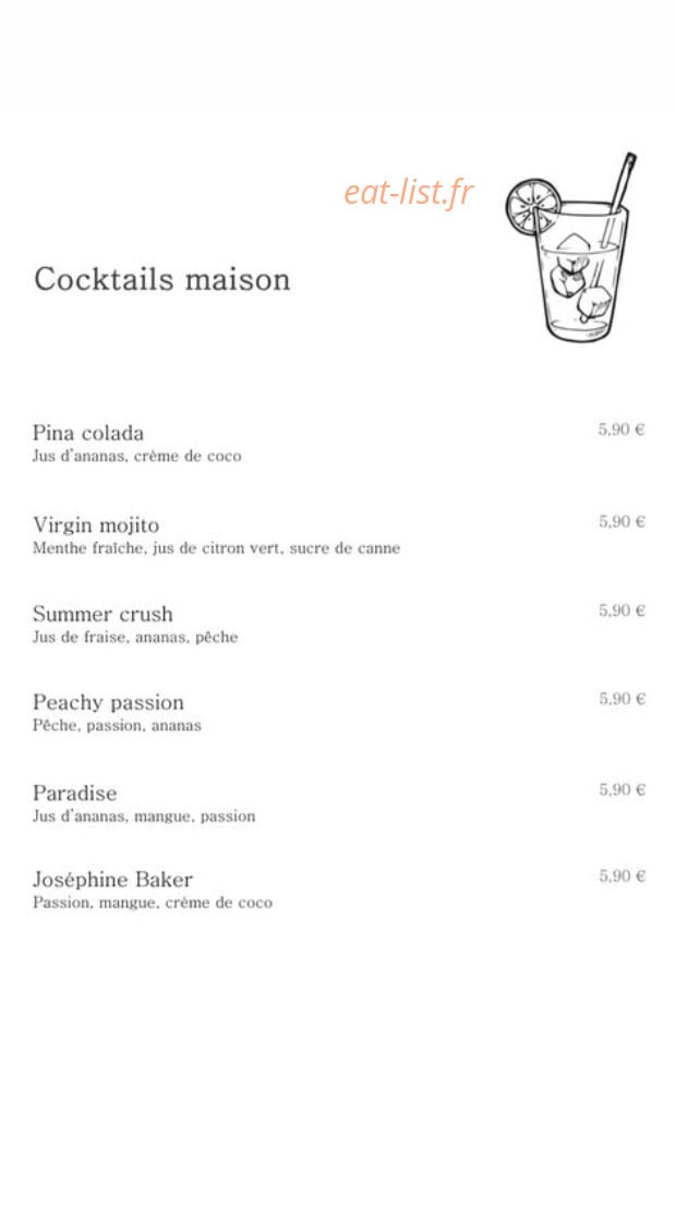 Carte et menu de Tutti italia à Vaulx en Velin — Les cocktails maison