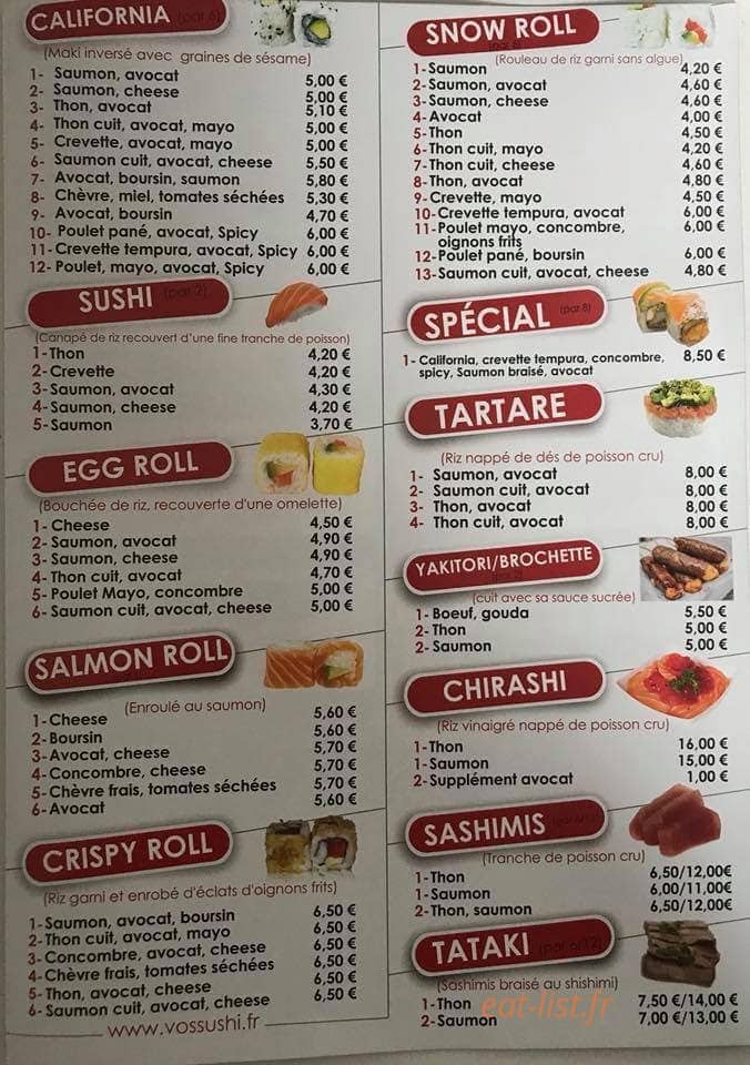 Vos Sushi — carte page 2