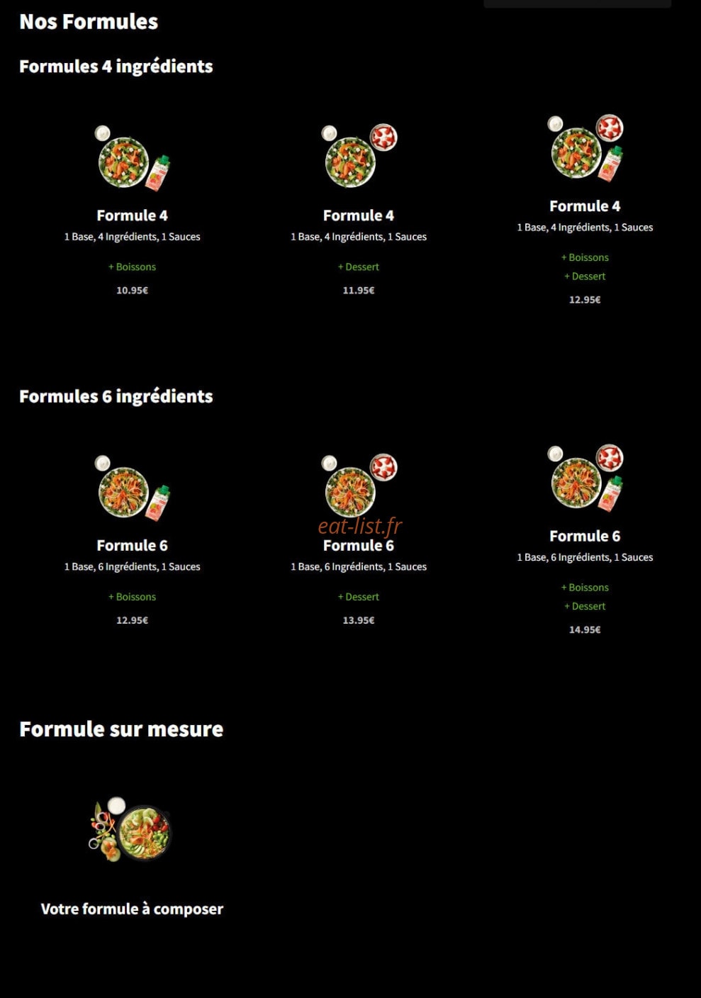 Eat Salad — carte page 1