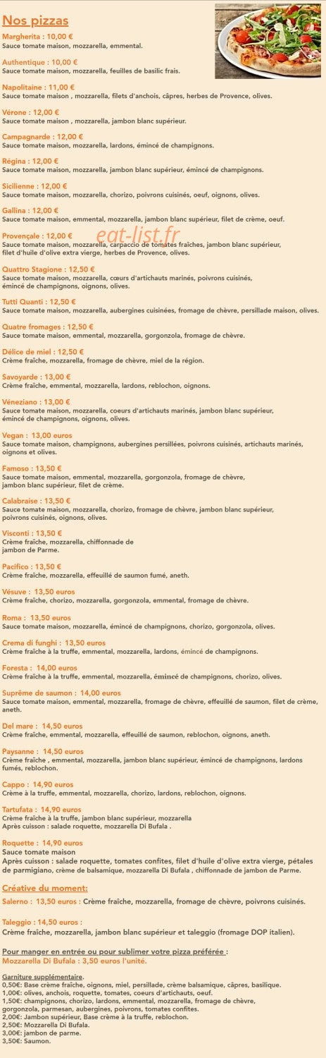 Casa Mia Pizza — carte page 1