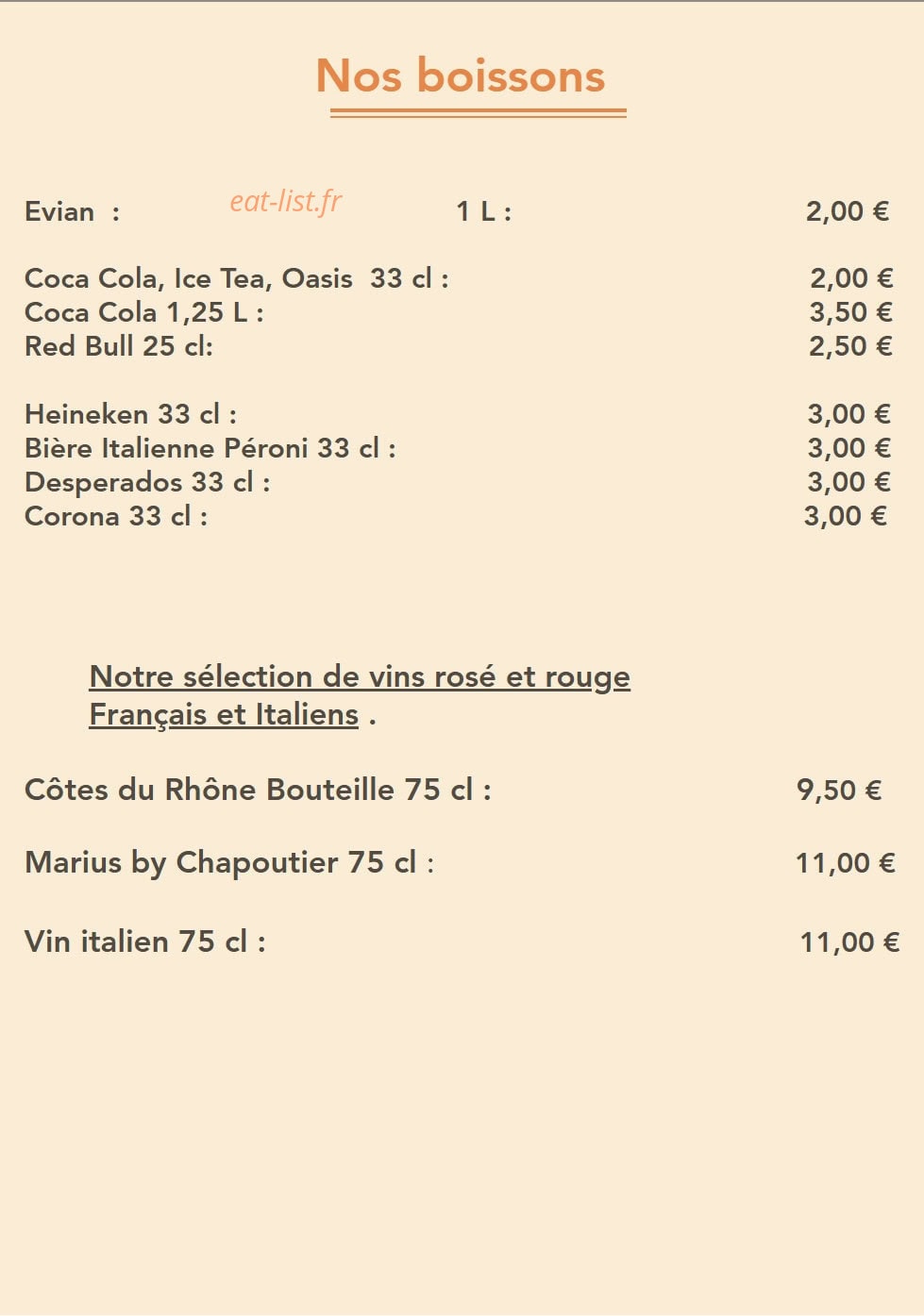 Casa Mia Pizza — carte page 3