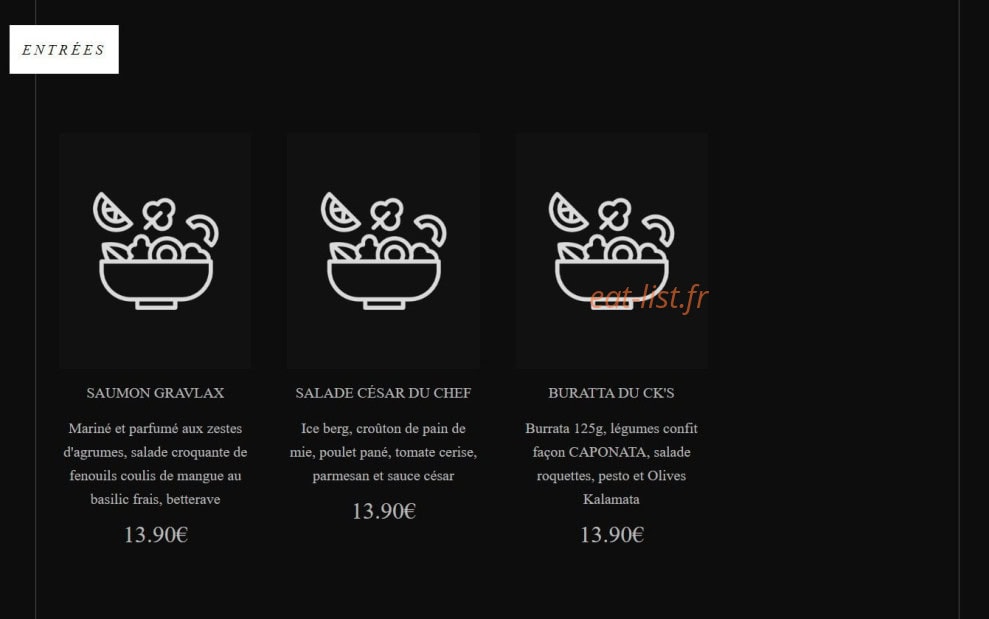 Ck's lounge — carte page 1