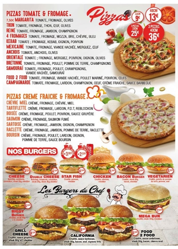 Food 2 Food — carte page 1