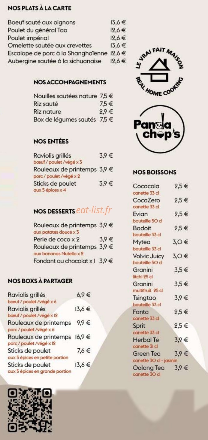 Panda Chop's — carte page 1