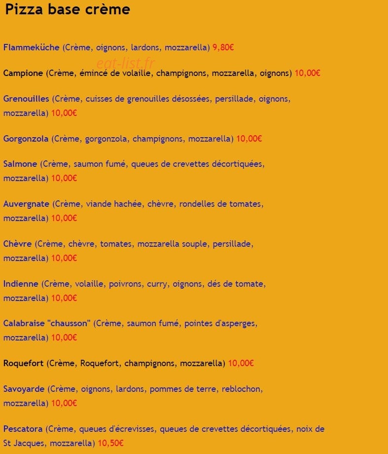 Pizzeria d'Ecully — carte page 6