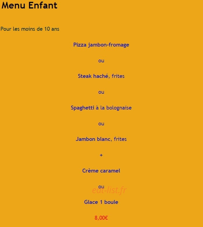 Pizzeria d'Ecully — carte page 1