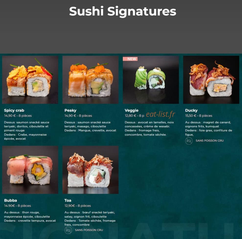 Toasushi — carte page 5