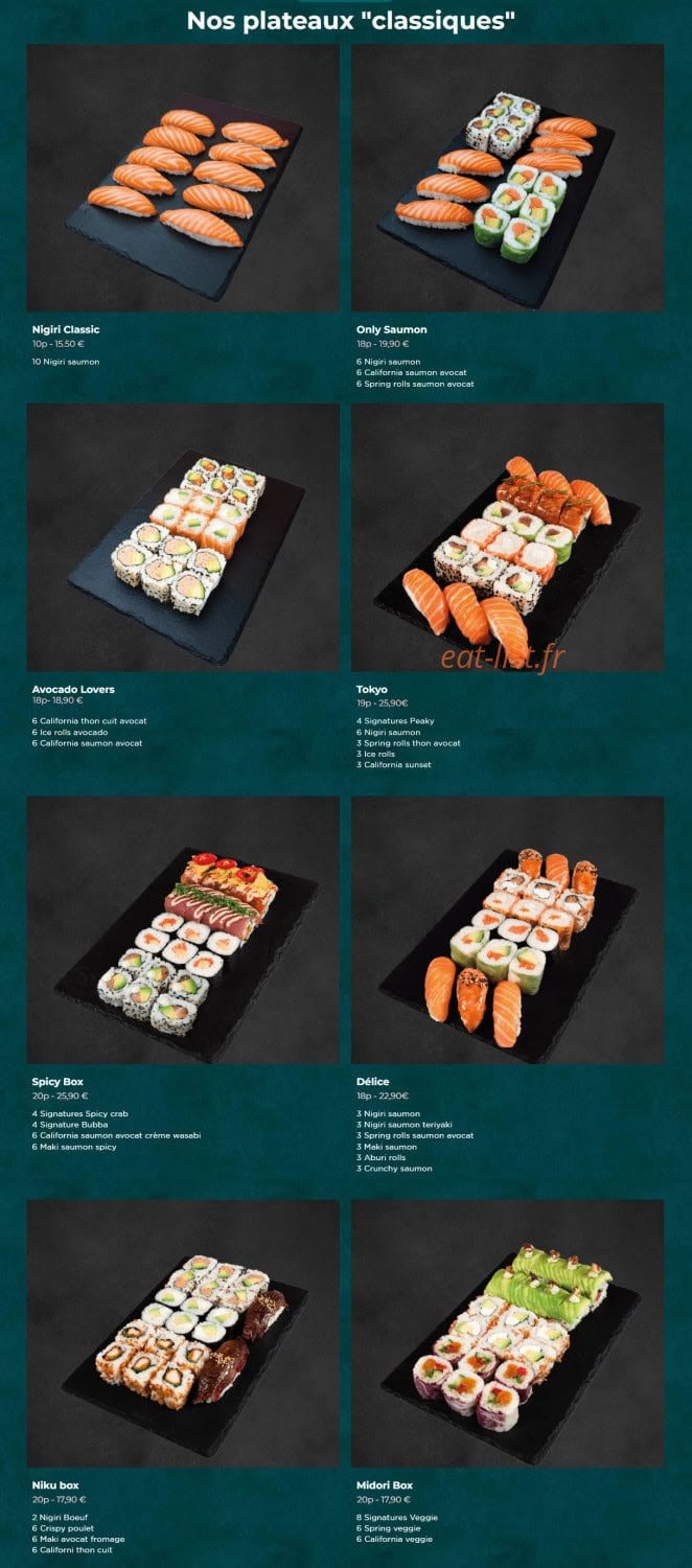 Toasushi — carte page 1