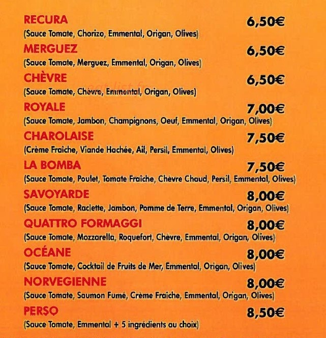 La Pizza du Château — carte page 2