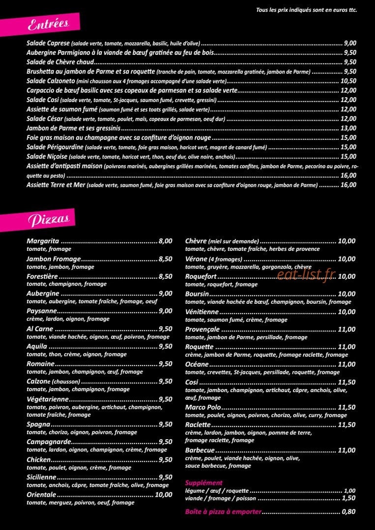 Le Cosi — carte page 1