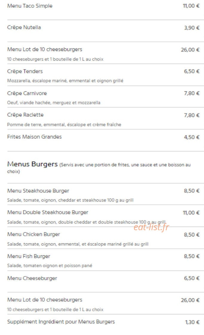 O Tantuni grill crêpes — carte page 1
