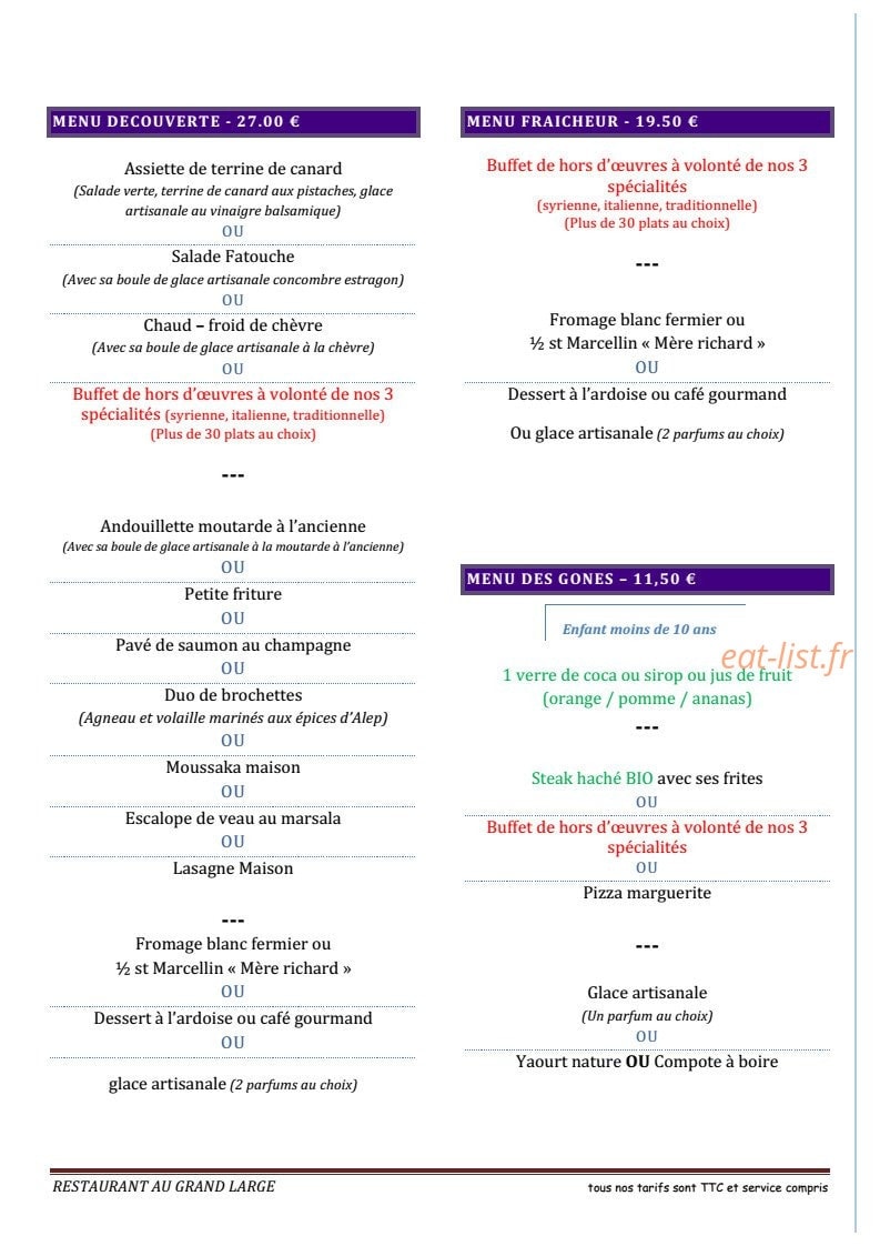 Au Grand Large — carte page 9