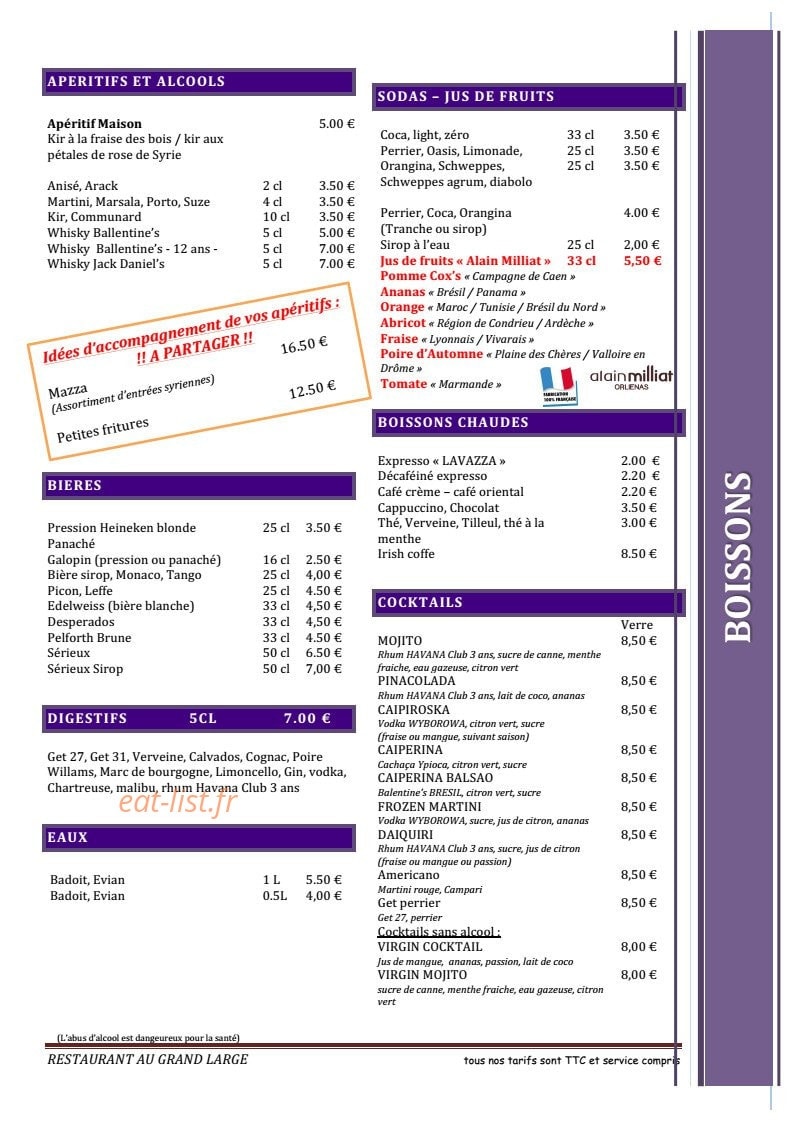 Au Grand Large — carte page 3