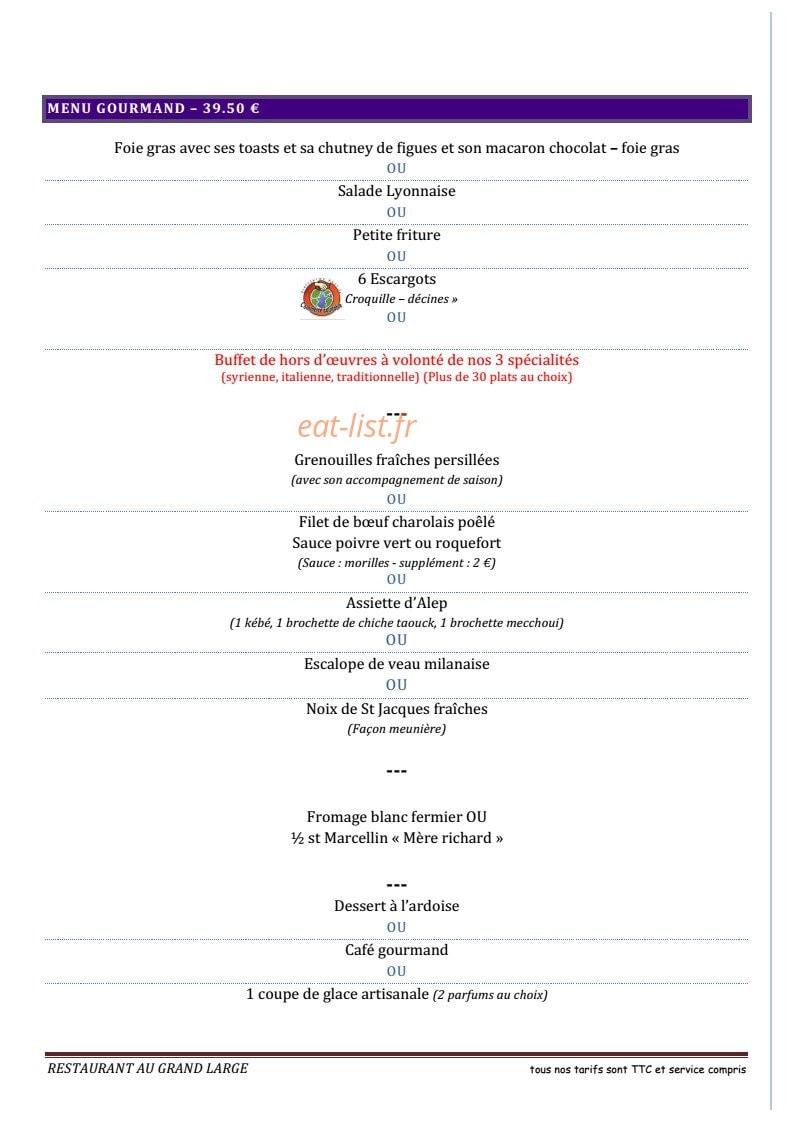 Au Grand Large — carte page 8