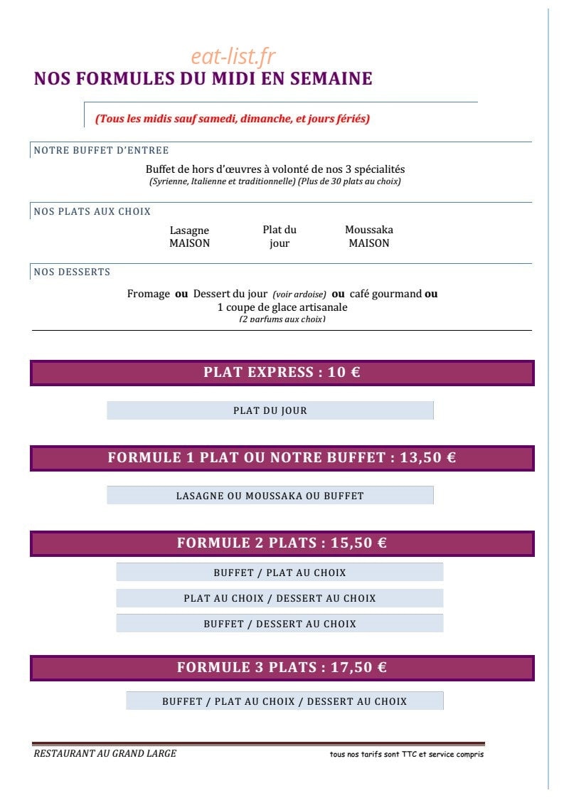 Au Grand Large — carte page 4