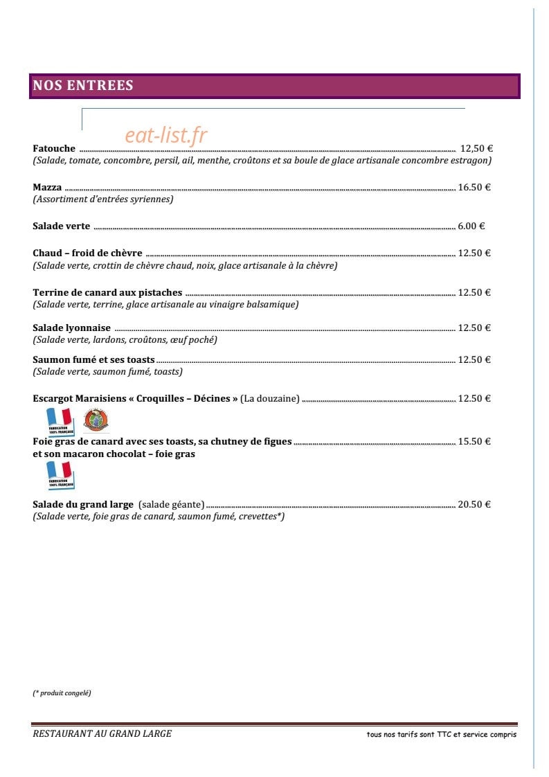 Au Grand Large — carte page 5