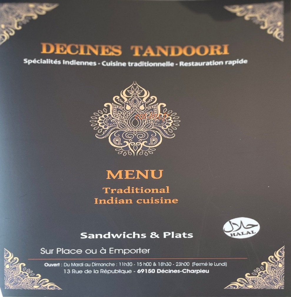 Decines Tandoori — carte page 1