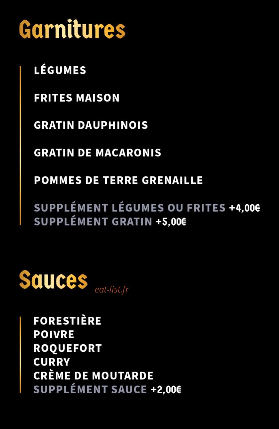 Gold Meat — carte page 8