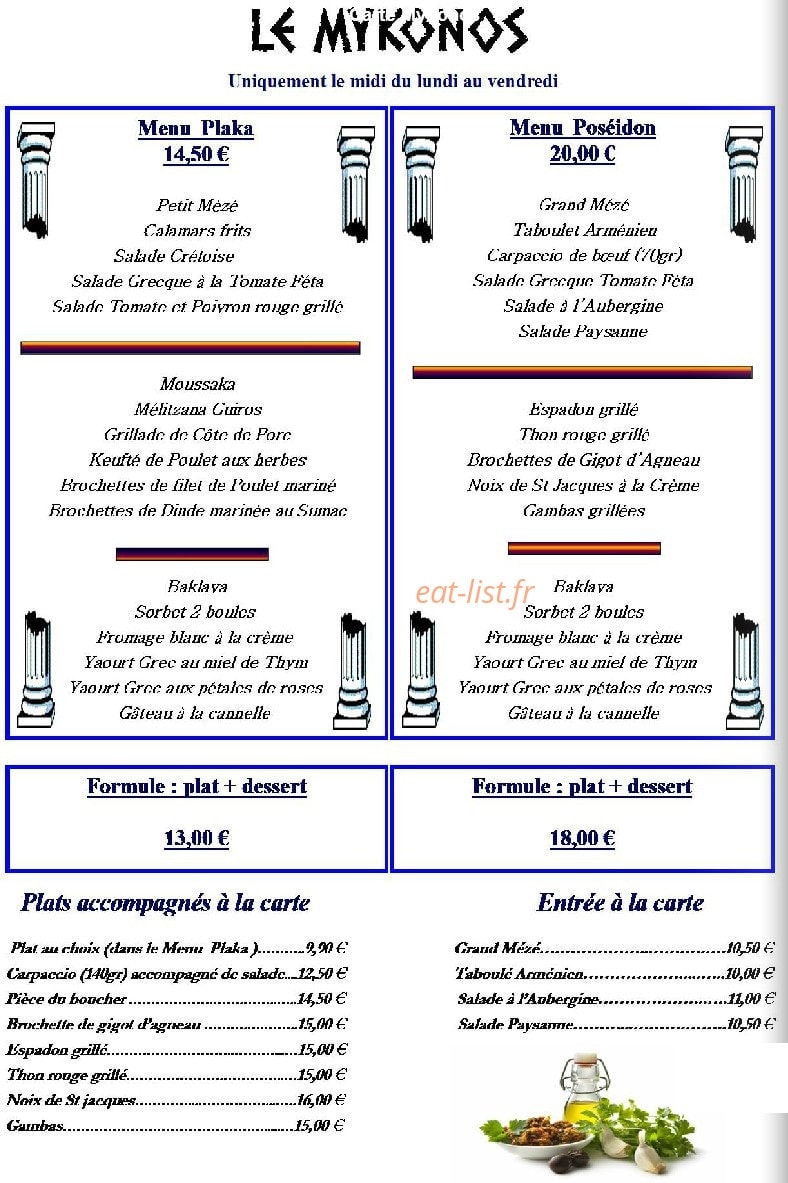 Le Mykonos — carte page 9