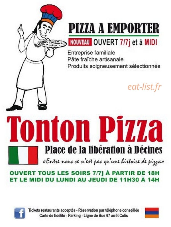 Tonton pizza — carte page 1