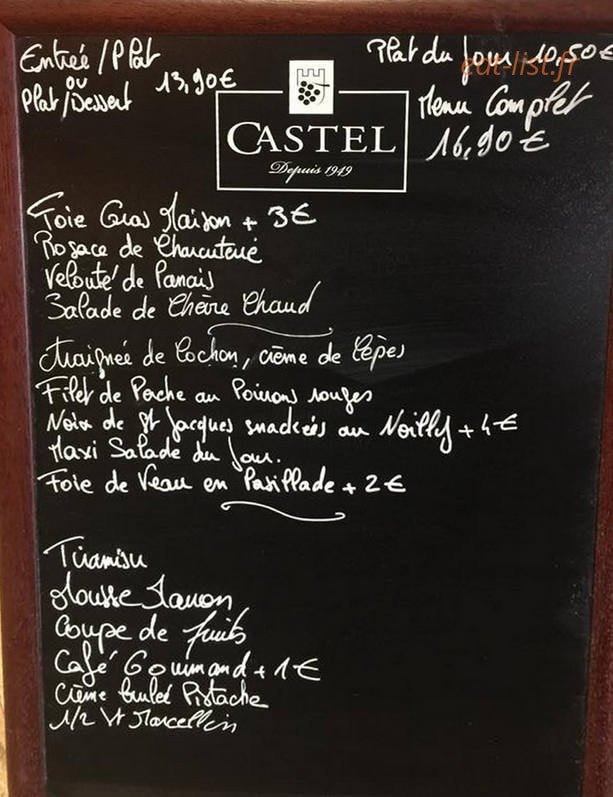 Carte et menu de A. La Belle Epoq' à Tassin la Demi Lune — Un exemple d' ardoise du jour