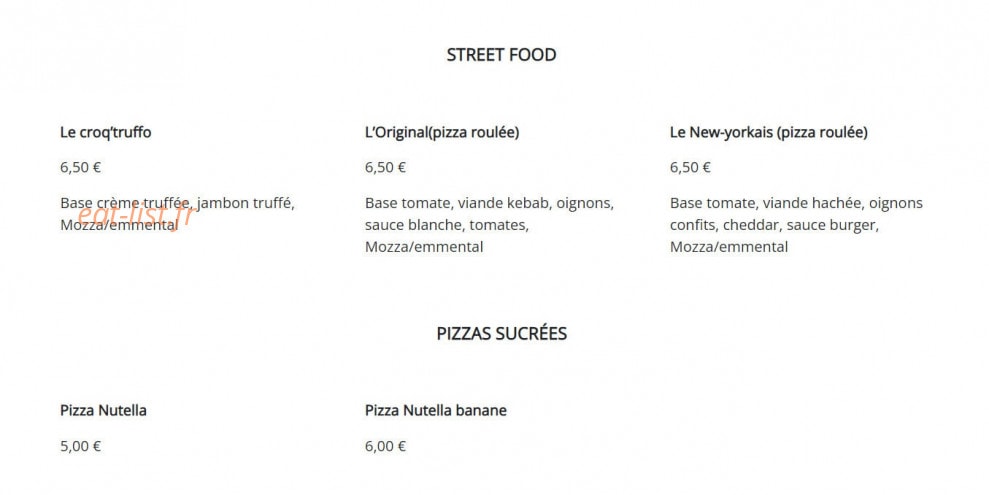 Bar à pizza — carte page 3