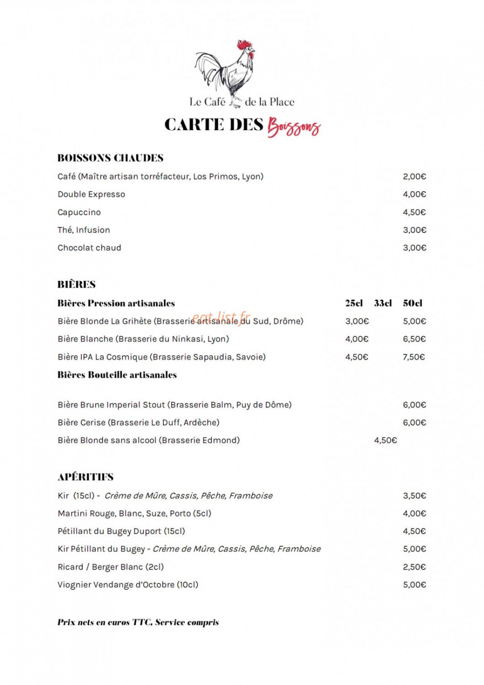 Café de la Place — carte page 2