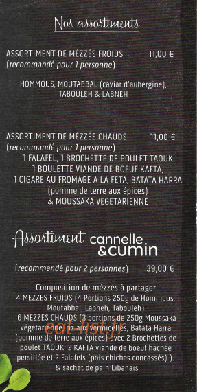 Cannelle et Cumin — carte page 4