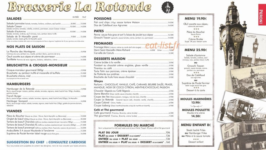 Carte et menu de La rotonde tassin à Tassin la Demi Lune — Salades, plats, bruschetta,...