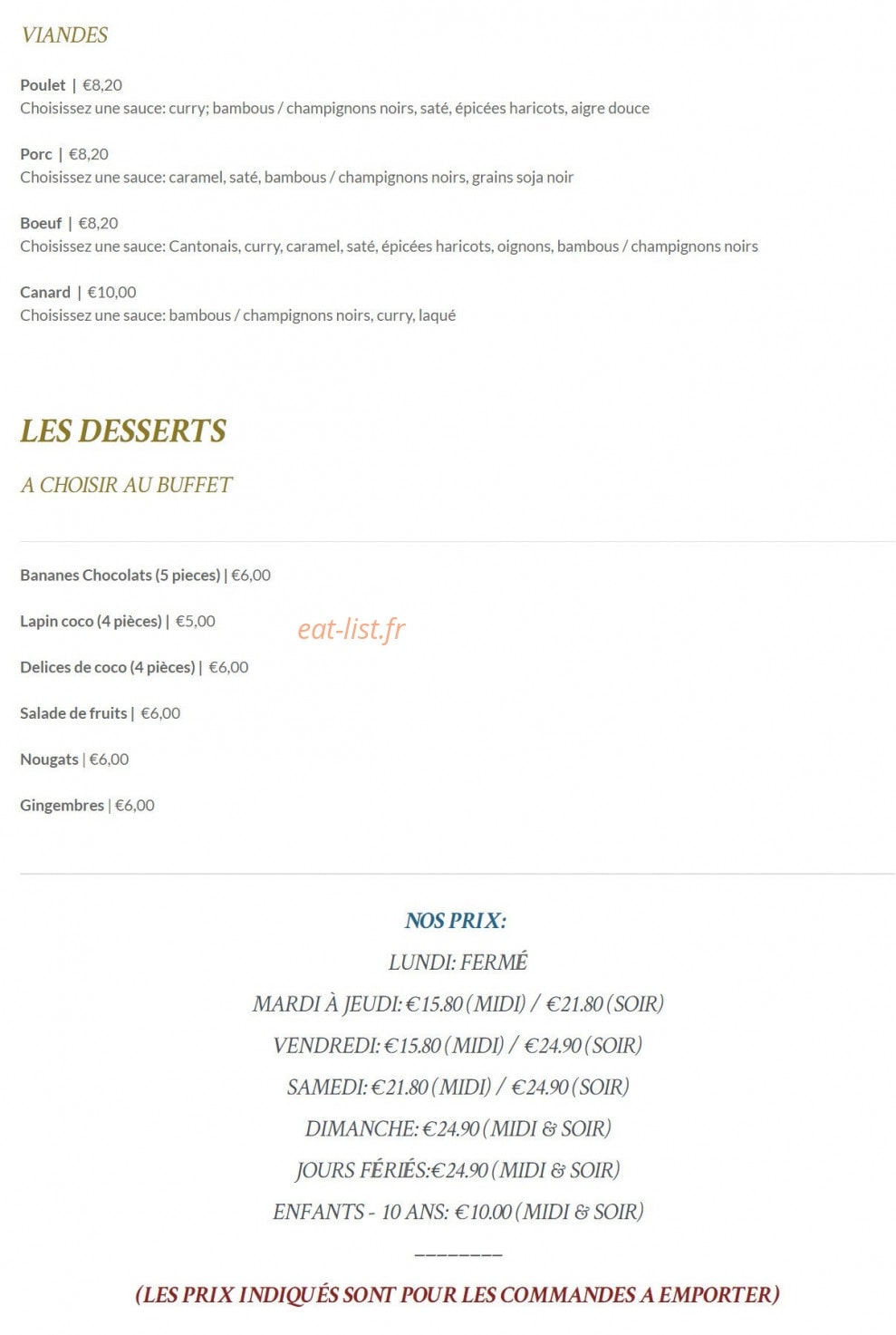 Le Grand Pékin — carte page 2