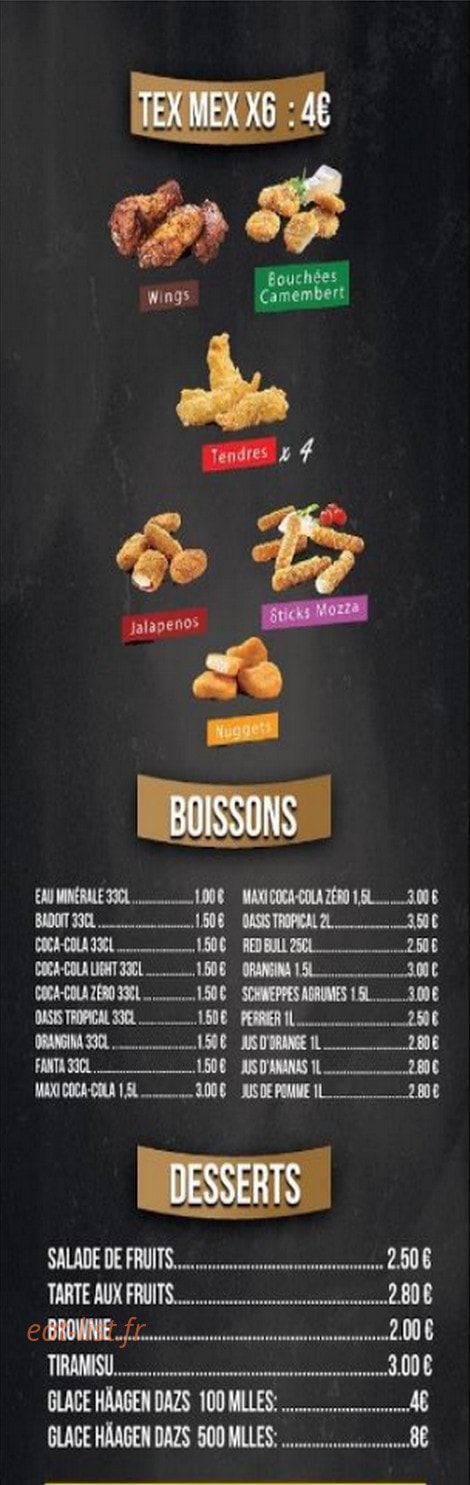Carte et menu de Tasty Pizza à Tassin la Demi Lune — Les boissons, desserts, ..;