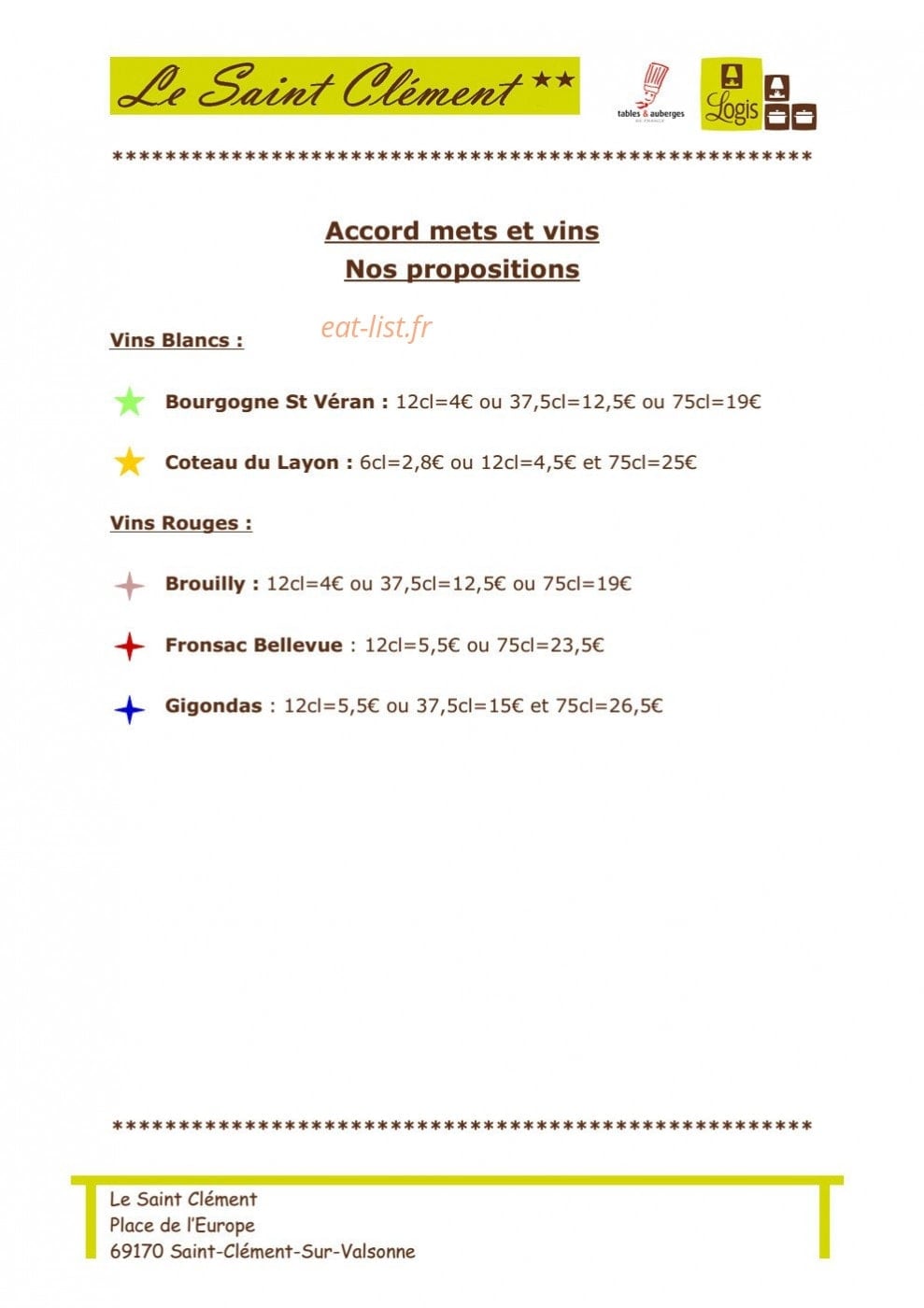 Le Saint Clément — carte page 2