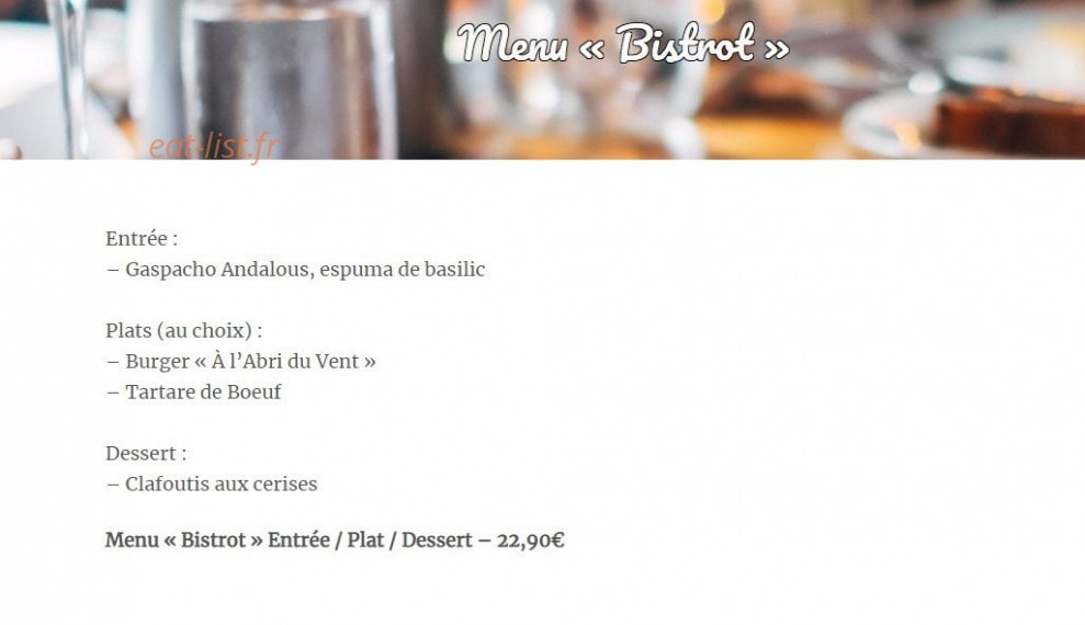 À l'Abri du Vent — carte page 2